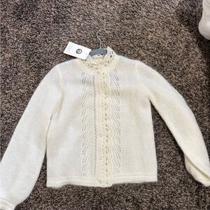 Sezane Cream Lace Cardigan